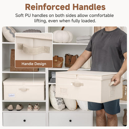 StorageWorks Extra Large Storage Boxes with Lids, 55L Foldable Storage Boxes with Divider Board, Wardrobe Storage Organiser