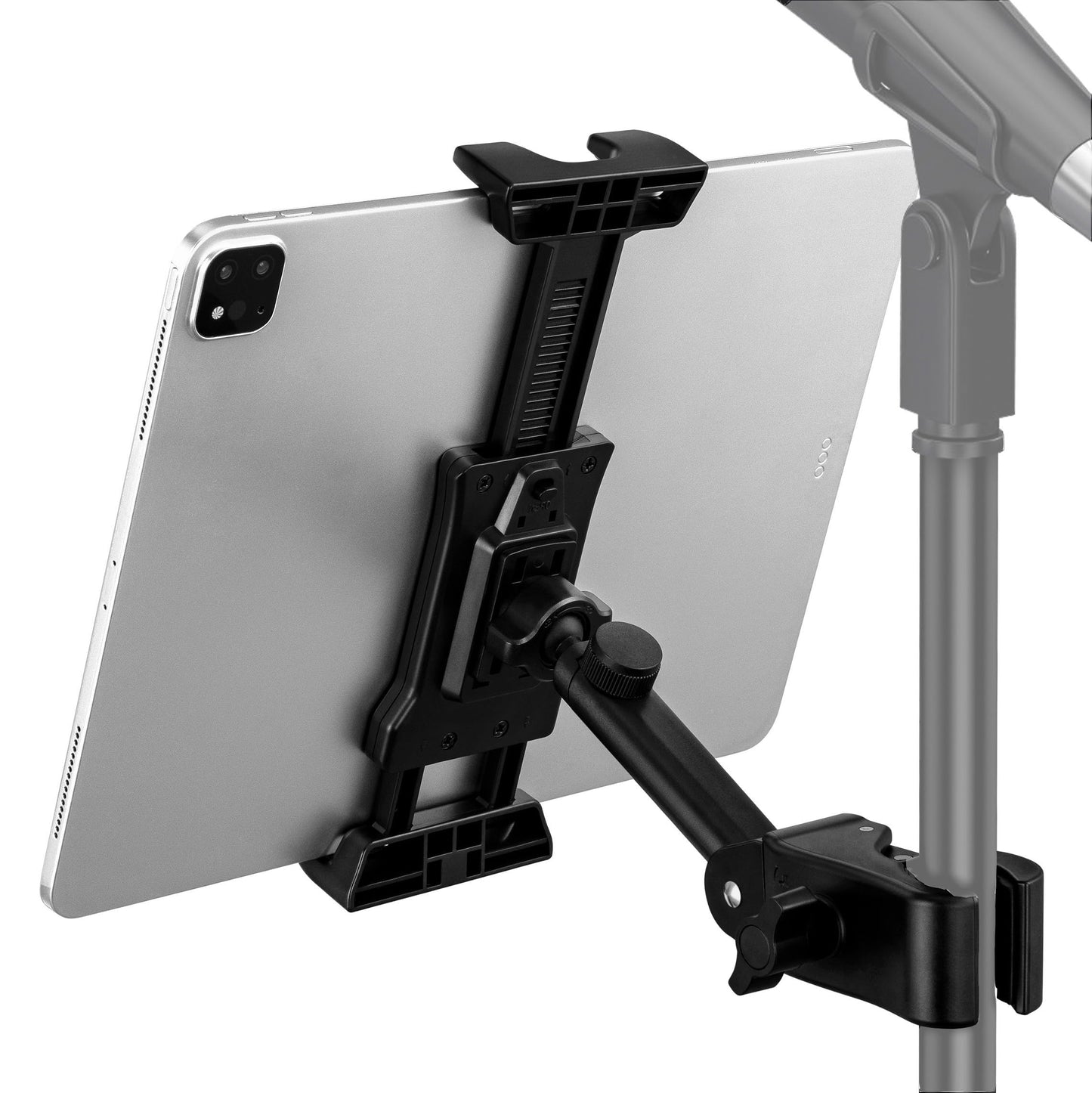 LZSIG Tablet Holder for Microphone Stand, Adjustable Mic Music Sheet iPad Holder Mount, Smartphone Mic Stand Clip for All Screen Size 4.7 to 13.5-inch