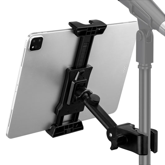 LZSIG Tablet Holder for Microphone Stand, Adjustable Mic Music Sheet iPad Holder Mount, Smartphone Mic Stand Clip for All Screen Size 4.7 to 13.5-inch
