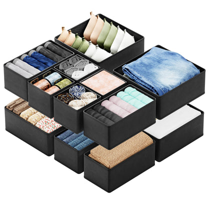 SpaceAid Drawer Organizer for Clothes, 12 Pack Dresser Drawer Organizer Bins, Closet Organizers and Storage Dividers for Clothing, Underwears, Socks