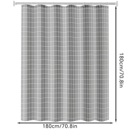 FAIRYGATE Grey Shower Curtain Mould Proof and Mildew Resistant Washable Bathroom Curtains Bath Curtains with Hooks 180 x 180 cm (71 x 71 Inch) B9325