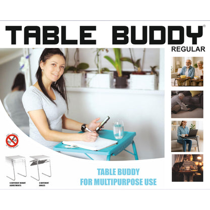TABLE BUDDY Regular Folding Laptop Table 52.5 x 40 cm – Adjustable Height Bed Tray Desk for Sofa, Bed & Couch