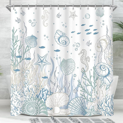 Lerores Shower Curtain 96x71 inch,Seabed Mould and Mildew Resistant,Waterproof,Washable Polyester Fabric Bath Curtains with Weight Tape,16 pcs Hooks