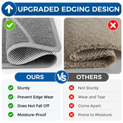 XIYUNTE Square Shower Mat Non Slip Anti Mould, Bath Mat with Heat-Pressed Edging 60x60cm, INCL. Hooks for Drying