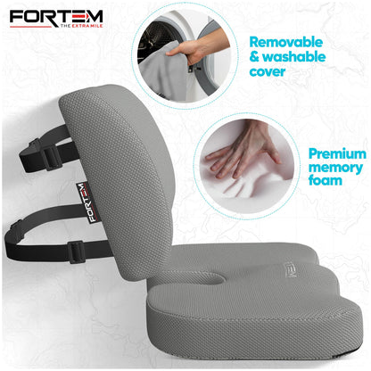 FORTEM Seat Cushion & Lumbar Support for Office Chair, Car Seat Combo