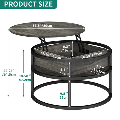 YITAHOME Round Lift Top Coffee Table, Coffee Tables for Living Room with Hidden Storage Compartment