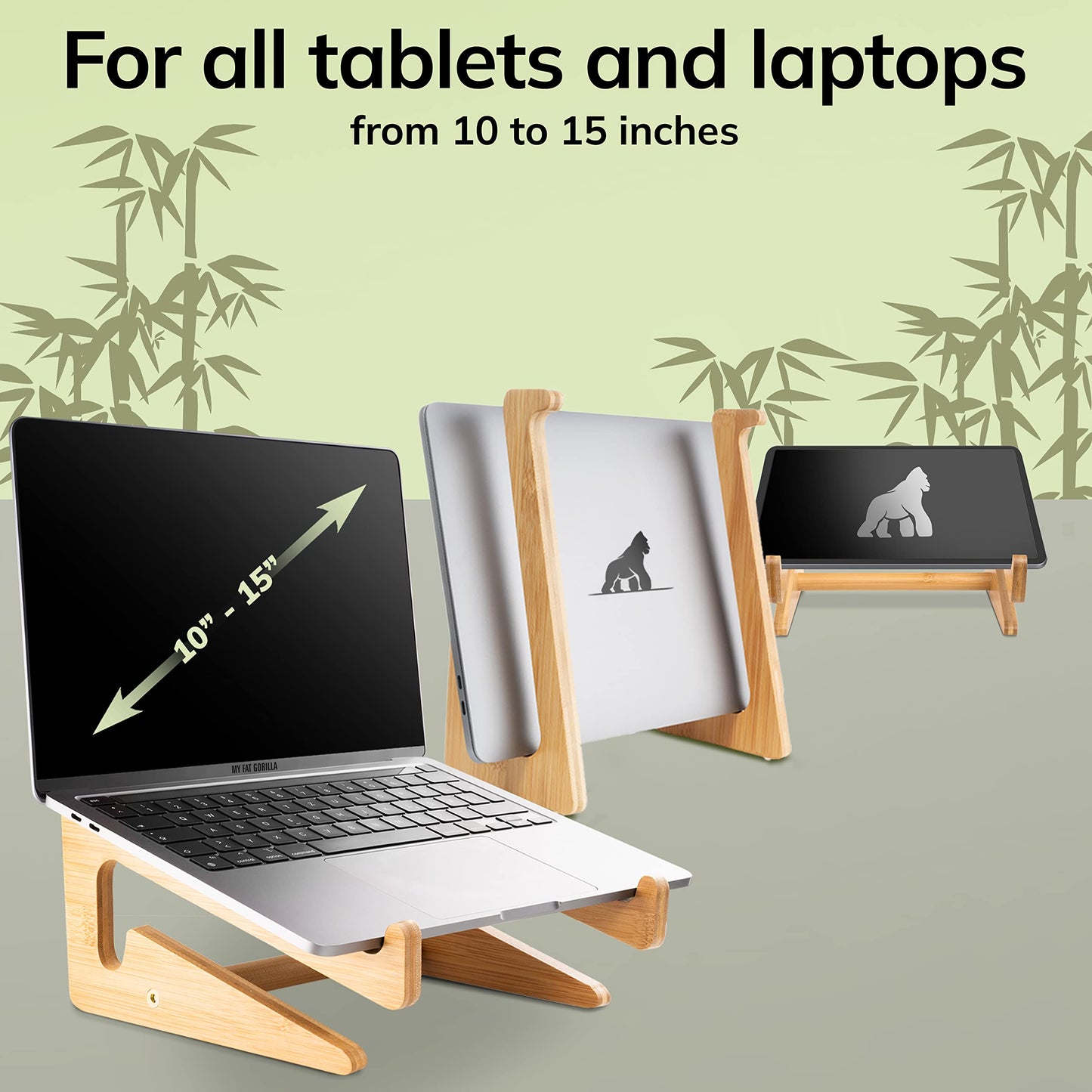 Bamboo Laptop Stand for Desk - Laptop Riser for Desk - MacBook Stand
