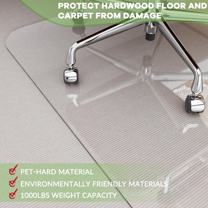 WASJOYE Office Chair Mat for Carpet/Hardwood Floor, 90x120cm Heavy Duty Chair Mat, PET Floor Protector for Office Chair, 1/5" Thick Flat Packaging