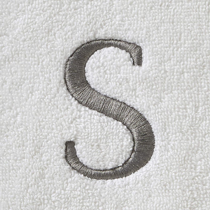 SKL Home Casual Monogram Hand Towel Set, S, 16x26, White 2 Count
