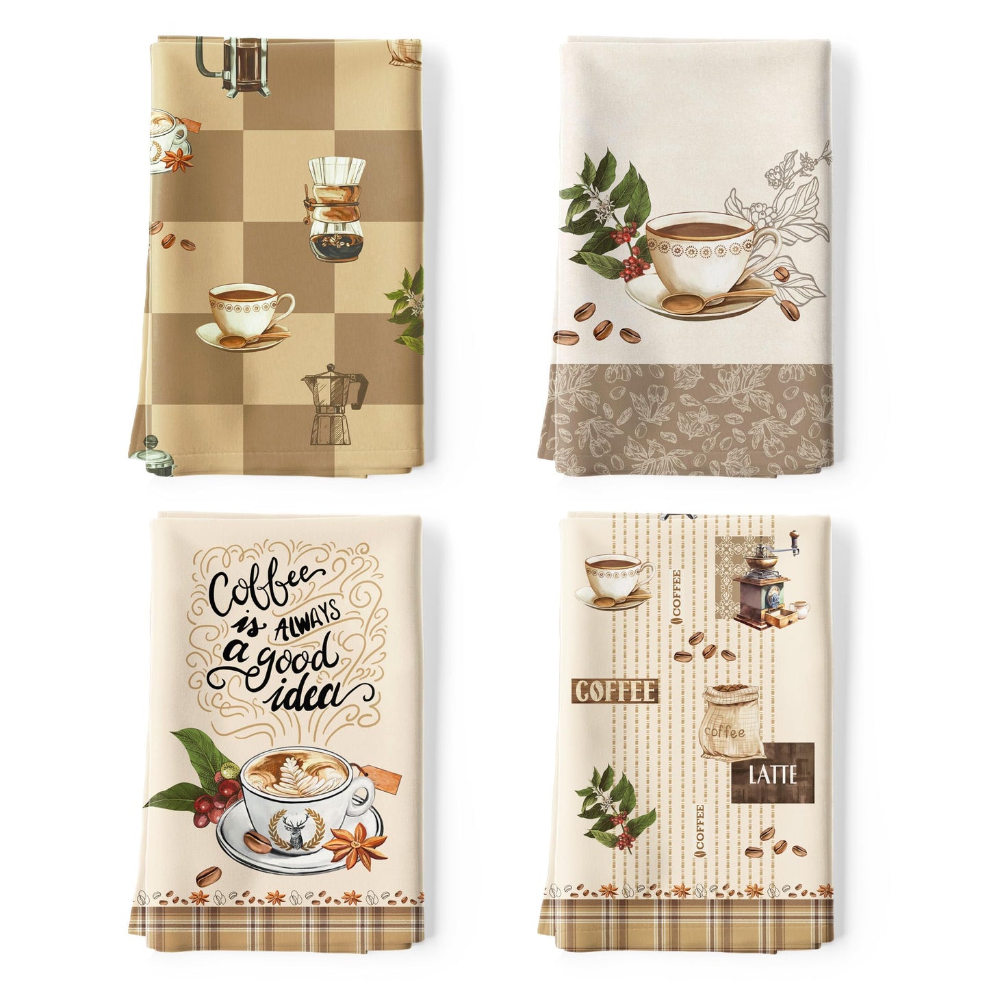 Arquiel Coffee Kitchen Towel 100% Cotton Quick Dry Dish Towels 48 x 70CM, Dishcloth Hand Towels for Housewarming Gifts Dining, Home, Wedding, Banquet,