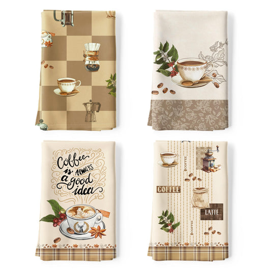 Arquiel Coffee Kitchen Towel 100% Cotton Quick Dry Dish Towels 48 x 70CM, Dishcloth Hand Towels for Housewarming Gifts Dining, Home, Wedding, Banquet,