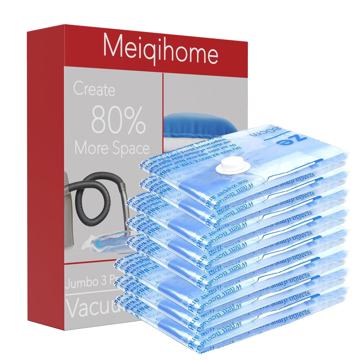 Vacuum Storage Bags,10 Small Space Saver Sealer Bags, Vacuum Bags for Clothes, Pillows, Comforters, Blankets, Beddings