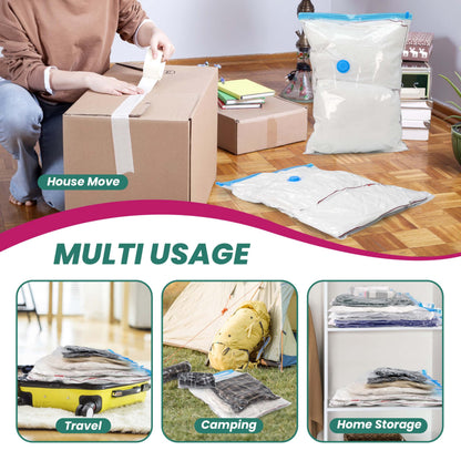 Simple Deluxe Vacuum Storage Bags 30 Pack Multi-Size Bundle | 6x Jumbo(70x100cm)/6x Large/6x Medium/6x Small/6x Roll-Up Bags with Hand Pump for
