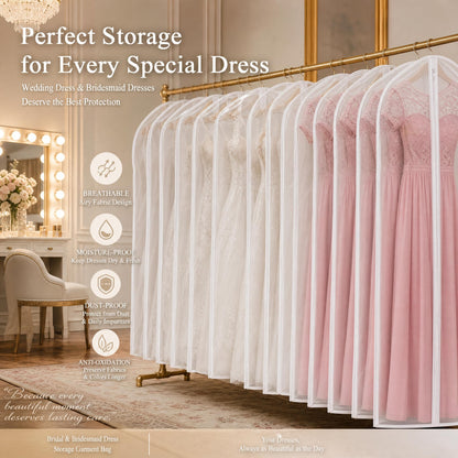 Cwmniily Garment Bags, 2 Pack, 60cm*160 cm Long Dress Bags Cover, PEVA Transparent Hanging Clothes Covers