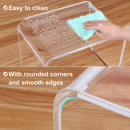 PFOIBOU Acrylic stool,Clear Step Stool, Acrylic Shower Stool, Bathroom Stool for Kitchen, Bathroom,House, Load Capacity to 113 kg (Clear, No Non-Slip)