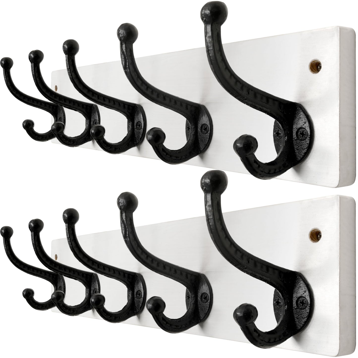 WEBI Rustic Coat Rack Wall Mount,5 Cast Iron Coat Hooks Wall Mounted,Heavy Duty Wall Coat Hanger Hooks for Hanging Coats,Clothes,Black on White,2