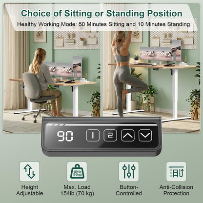 JUMMICO Electric Standing Desk 140 x 60 cm Home Office Height Adjustable Desk, Computer Lift Table with Smart Panel