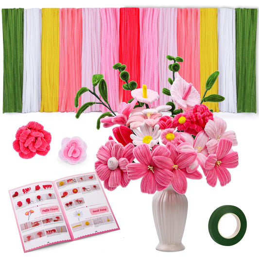 SUVSOON 550 Pcs Pipe Cleaners, 7 Colored Pipe Cleaners for Craft, Chenille Stems Kit (with Tutorial) Craft Supplies for Flower Diy Cafts Parties