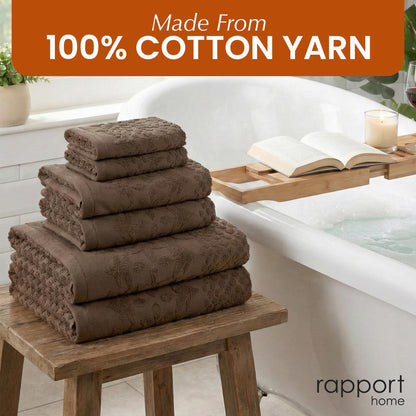 Rapport Home Versailles Jacquard 6-Piece Towel Bale | Luxurious 100% Cotton 500GSM Bathroom Set for Soft Absorbent Comfort and Elegant Style