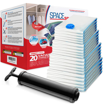 Spacesaver Vacuum Storage Bags - Vacuum Seal Bags for Clothing, Comforters, etc - Compression Seal for Closet Storage. Pump for Travel