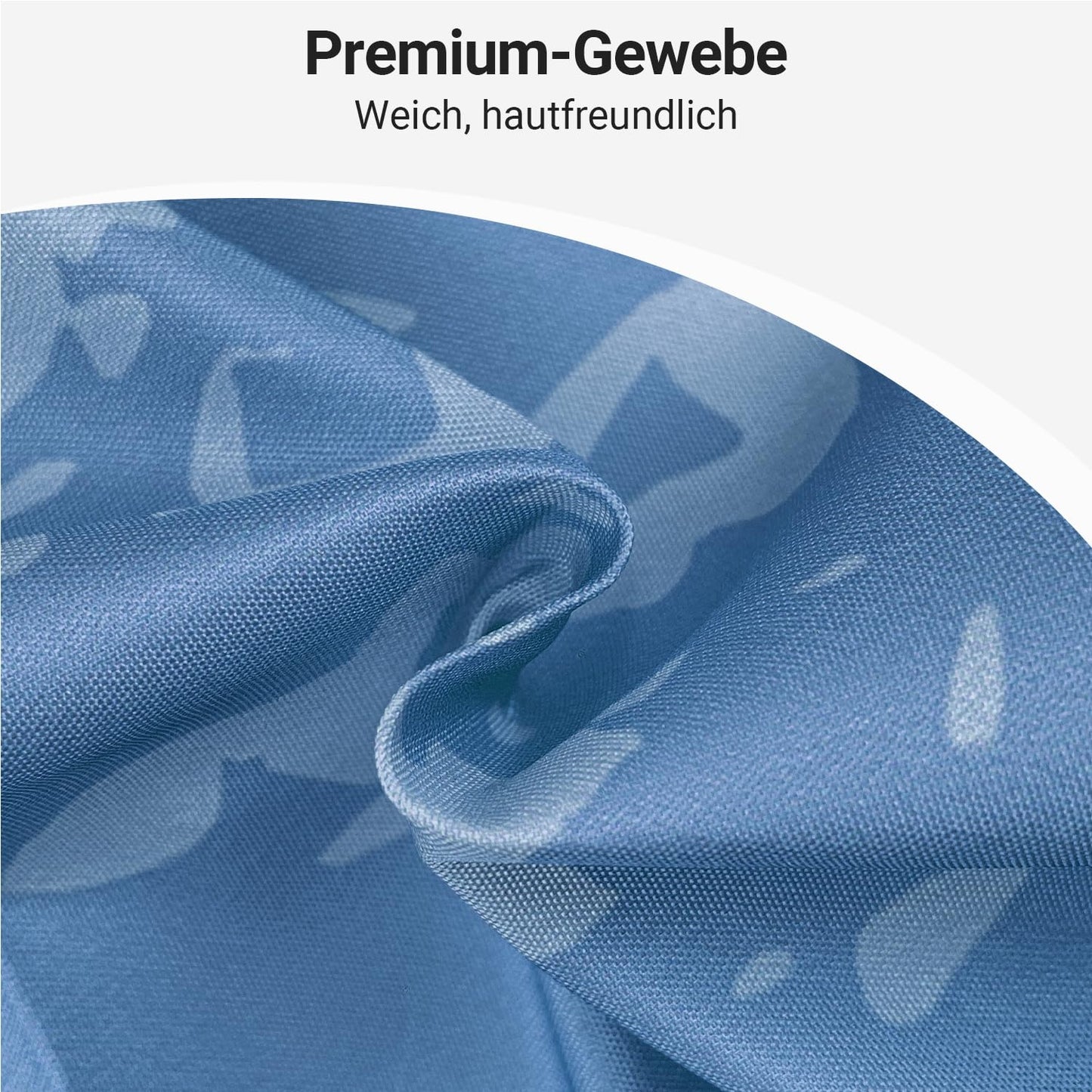 Lerores Shower Curtain, 240 x 200 cm, Blue Leaves Line, Weighted Hem, Anti-Mould Textile, Water-Repellent