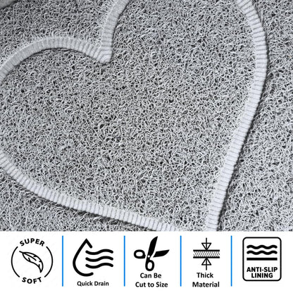 Nicoman Heart Shower Mat Non Slip Anti Mould, 40x60 cm Bath Mats for Inside Shower