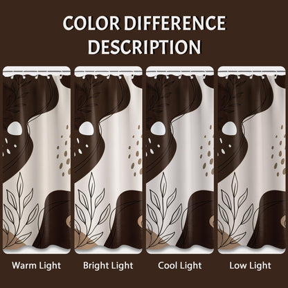 LanZanthic Brown and White Shower Curtains for Bathroom Dark Taupe Chocolate Modern Wet Room Shower Curtain with hooks, Mould Proof Resistant