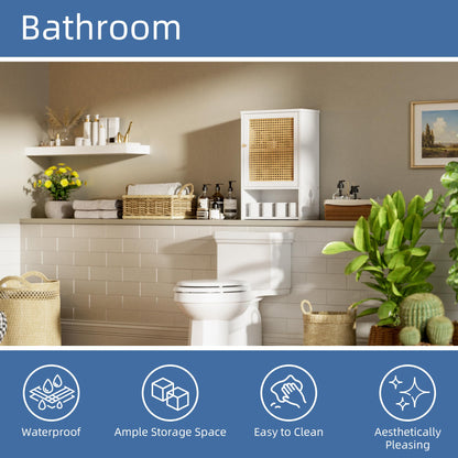 HITNET Bamboo Medicine Cabinet, Wall Mounted Bathroom Cabinet with Adjustable Shelf