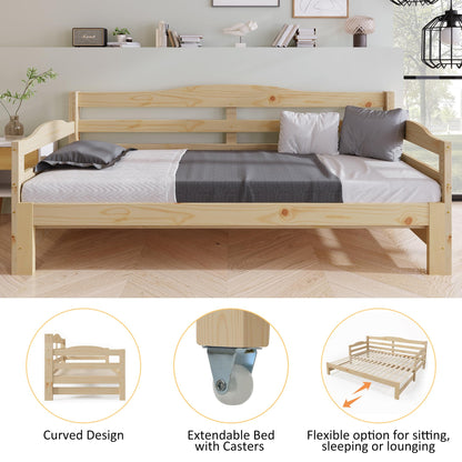 Merax Daybed,Cabin Bed,SIngle Guest Bed Sofa Bed,Versatile Daybed with Pull-Out Trundle - Perfect for Living Room and Bedroom