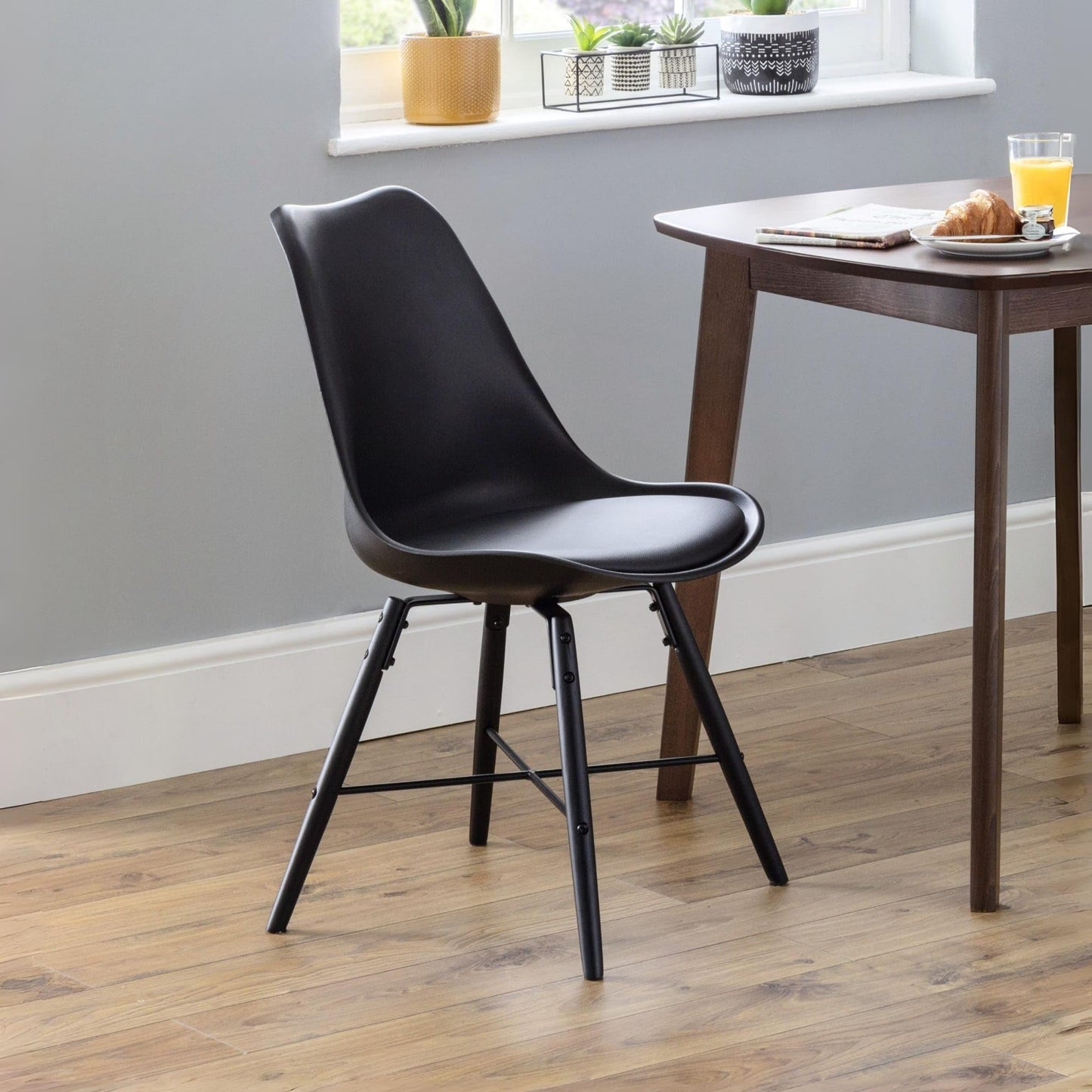 Julian Bowen Black Wood Kari Dining Chairs Set of 2