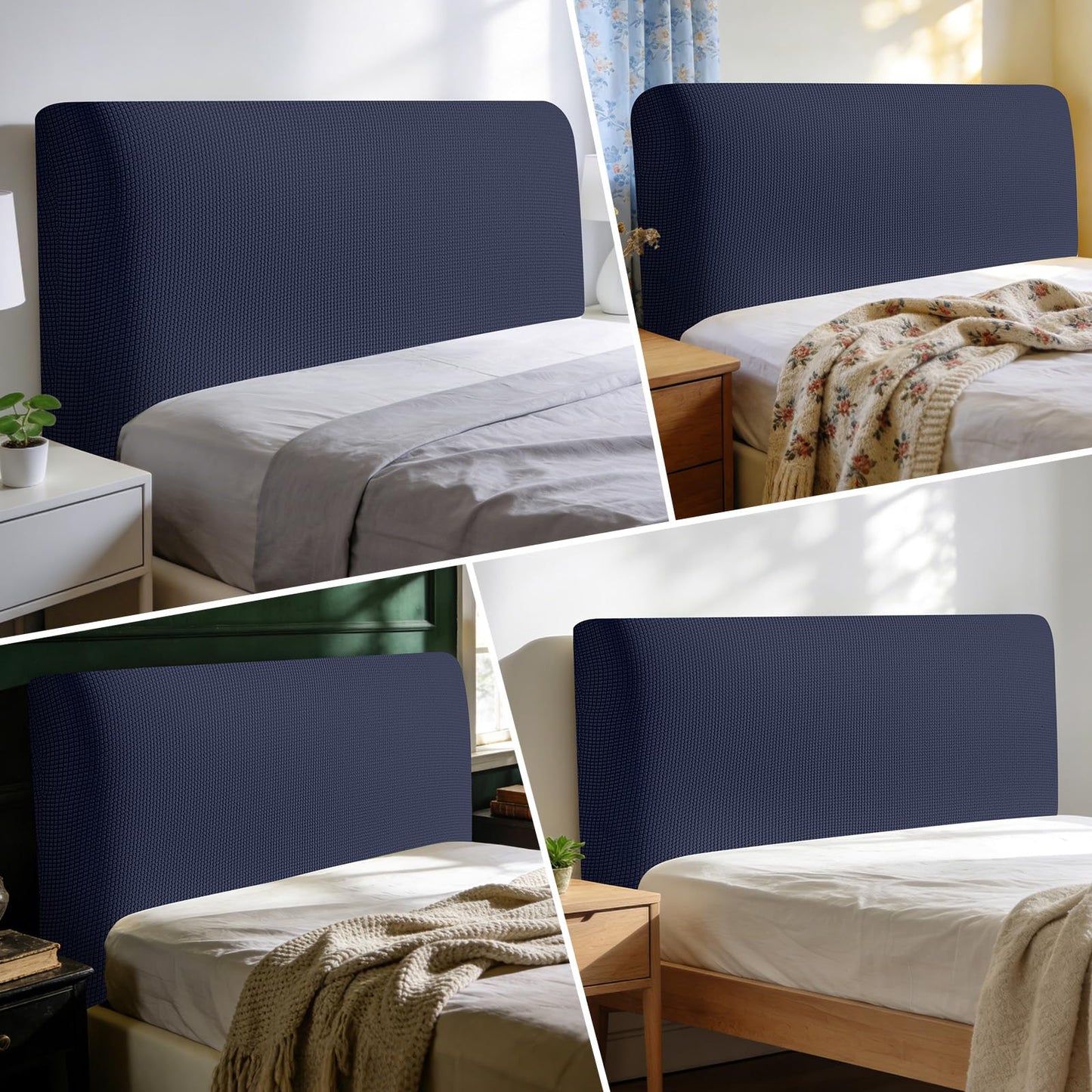 Niuoppy Bed Headboard Cover Fully Wrapped, Stretch Head Board Covers for Single Bed, Beds Headboard Protector Dustproof and Cat Scratch-proof