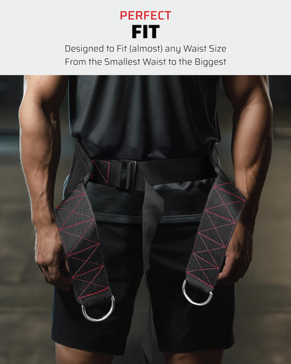 THEFITGUY Belt for Pulling, Strength Training, Adjustable Closure, 2 Straps & 4 Hooks Included