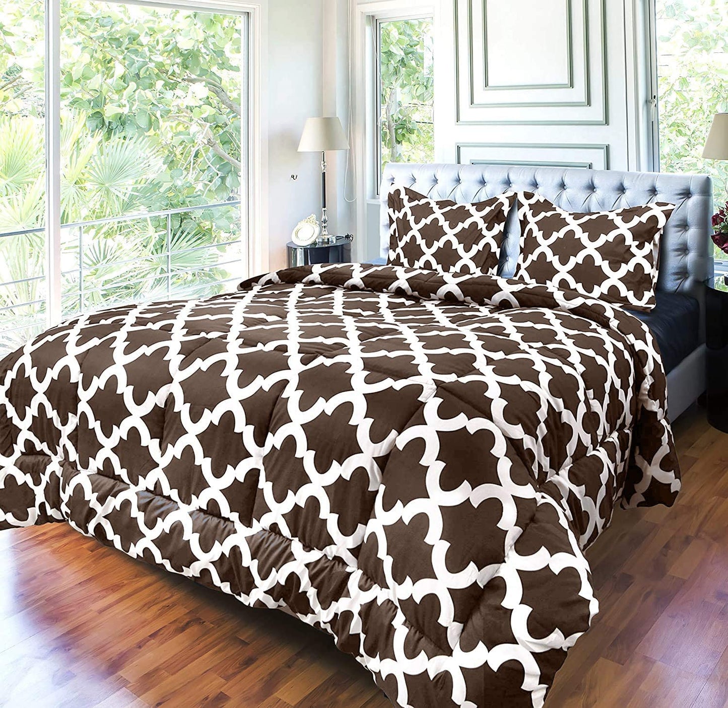 ComfyWell Super King Duvet - Printed Comforter Bedspreads, Coverlets & Sets, 2 Pillowcases Warm and Anti Allergy All Season Coverless Duvet, Throws