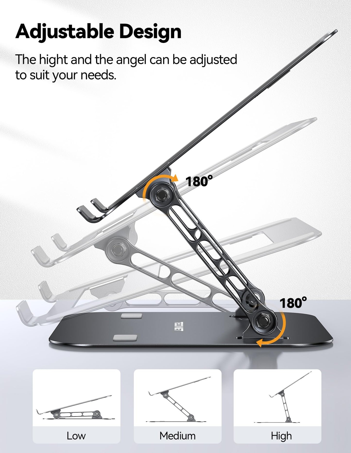 TECKNET Laptop Stander, Compatible with All 11 to 17.3 Inch Laptops, Black
