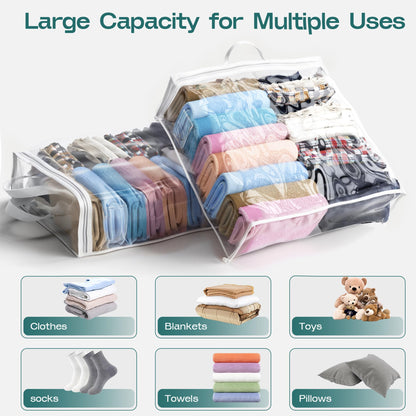 Clothes Storage Bags Foldable Storage Bag, 22L Clear Storage Bags for Clothes, and Blanket Storage Bag for Bedding, CDs, Blankets, Comforters