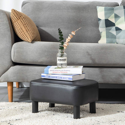 YMYNY 42CM Footstool, Small Foot Stool with Stable Wooden Legs, Modern PU Leather Footrest, Change Shoes Stool for Living Room