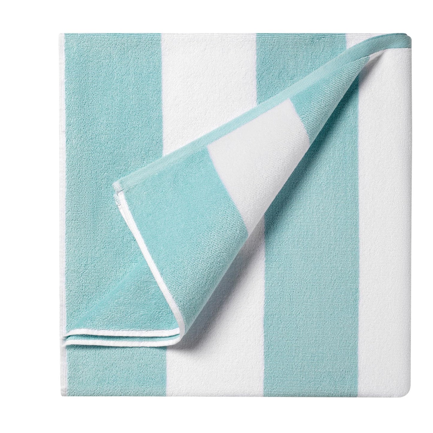 Ouxiaobai Cotton Oversized Beach Towel - Extra Large 180 x 100 CM Soft Absorbent Pool Towel for Adults, Striped Cabana Swim Towel (Green)