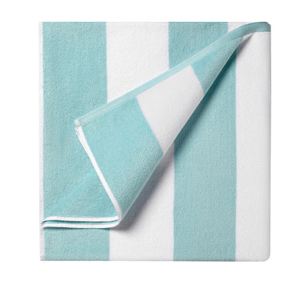 Ouxiaobai Cotton Oversized Beach Towel - Extra Large 180 x 100 CM Soft Absorbent Pool Towel for Adults, Striped Cabana Swim Towel (Green)