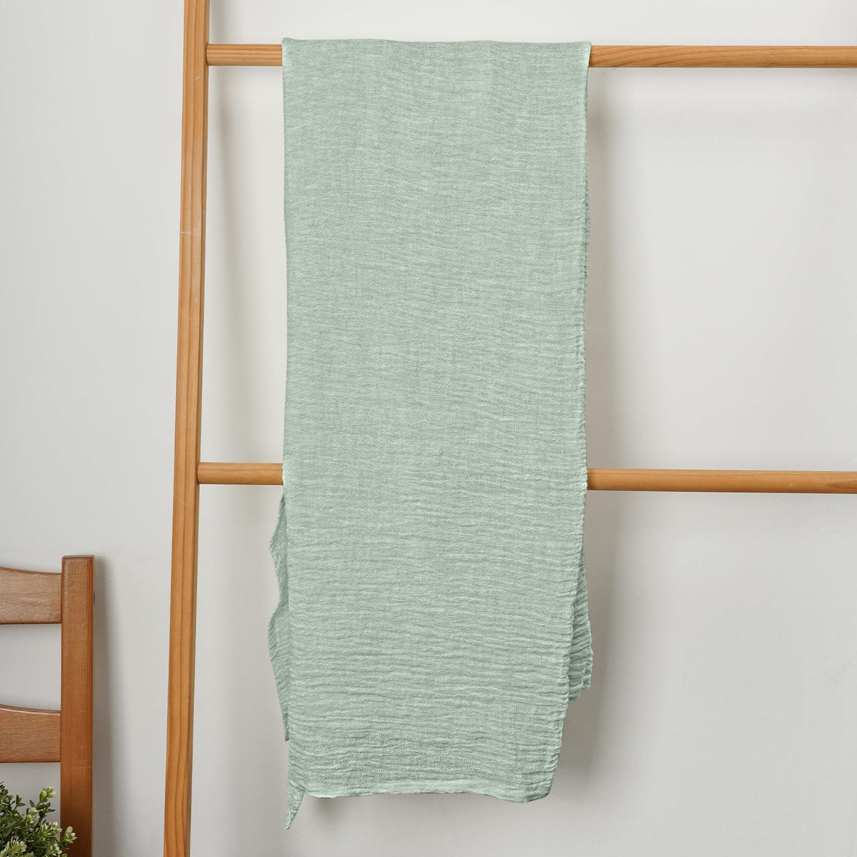 HSOFTIFY 100% Pure Linen Bath Towel with Pleated for Bathroom, Light Green