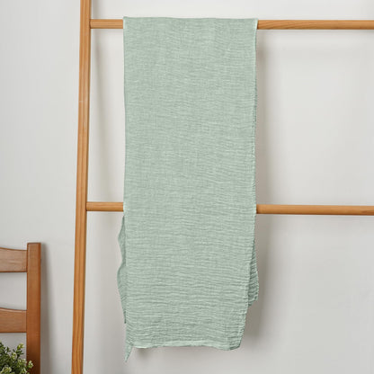 HSOFTIFY 100% Pure Linen Bath Towel with Pleated for Bathroom, Light Green
