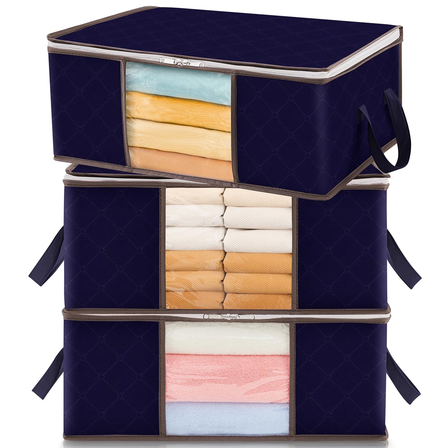 Lifewit 35L Clothes Storage Bag Foldable Storage Boxes with Lids Underbed Wardrobe Storage Organiser with Sturdy Fabric Clear Window for Clothing