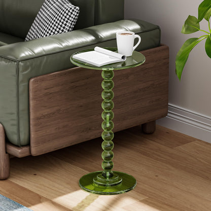 Dewrhiixe Acrylic Round Side Table, End Table with Pedestal Stand Drink Table Martini Accent Table Nightstand for Living Room, Bedroom Balcony