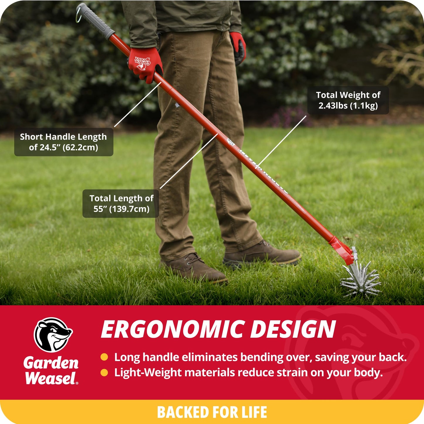 Garden Weasel Rotary Cultivator & Hand Tiller - 2-in-1 | Aerate, Weed, Cultivate, Plant, Reseed | Lawn Reseeding Garden Tool, Garden Soil Loosener |