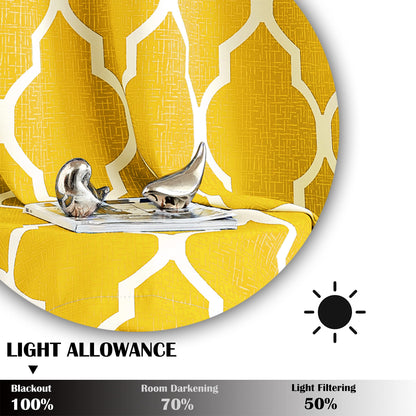 Beauoop Blackout Curtains for Bedroom Yellow Ombre Curtains 72 Inch Drop Geometric Print Eyelet Curtain for Living Room Darkening Thermal Insulated
