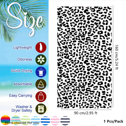 Aisszhao Large Microfibre Beach Towel for Adult,160x90cm Leopard Print Sand Free Beach Towel,Lightweight Quick Dry Travel Swimming Towel with