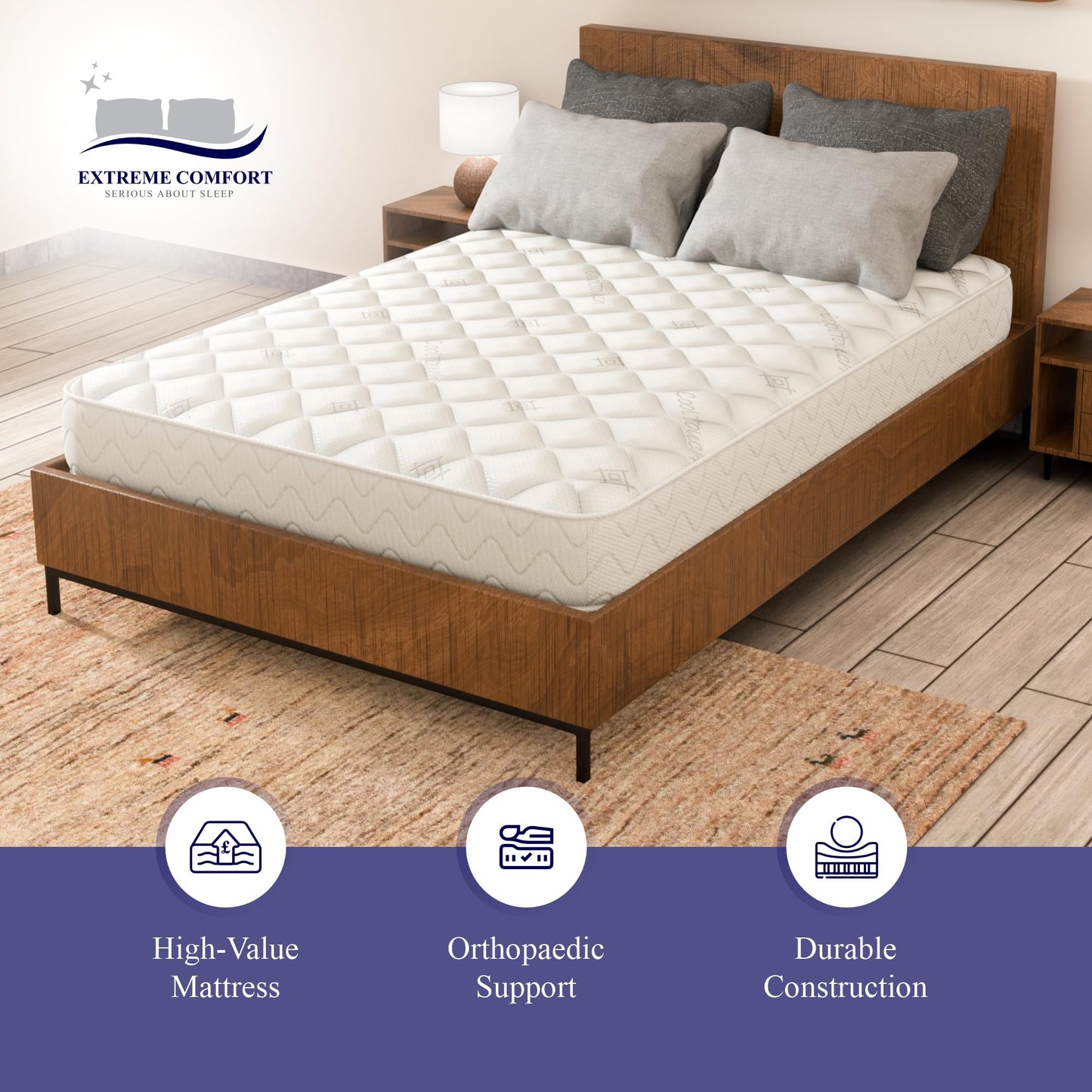 eXtreme comfort ltd Flame Essentials Orthopaedic Small Single Mattress 2’6FT (75x190cm) | Firm Support Foam | Maximum Value All-Foam | 14cm Deep