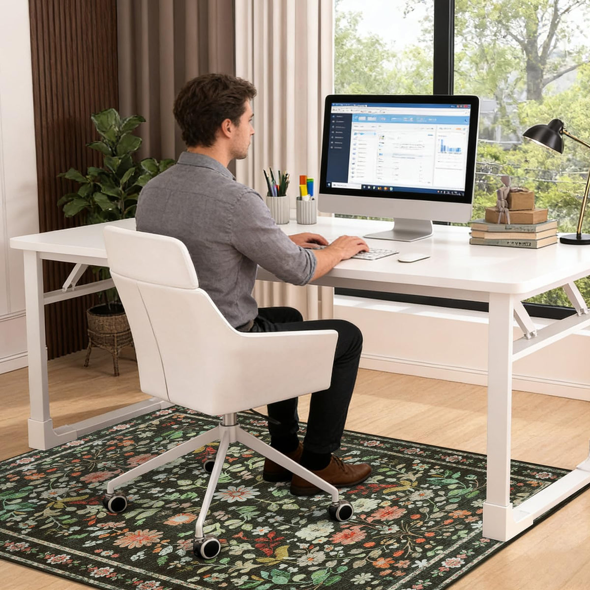 Homcomodar Office Chair Mat for Hardwood Floor 90x120cm Black Floor Protector for Office Chair Gaming Chair Mat Non-Slip Office Floor Mat for Hard