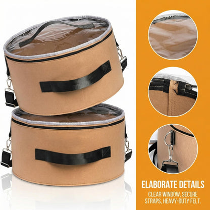 Goaste 2 Pack Hat Storage Box with Lid, 15 Inch Foldable Felt Hats Box, Round Travel Hat Organizer