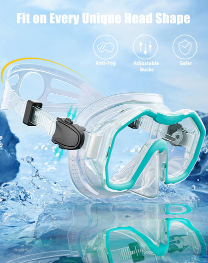 Lealinga Snorkel Set Adults 2Pack, Snorkel Mask Anti-Fog Panoramic View Diving Mask Dry Top Snorkel Kit with Travel Bag Diving Set for Snorkeling
