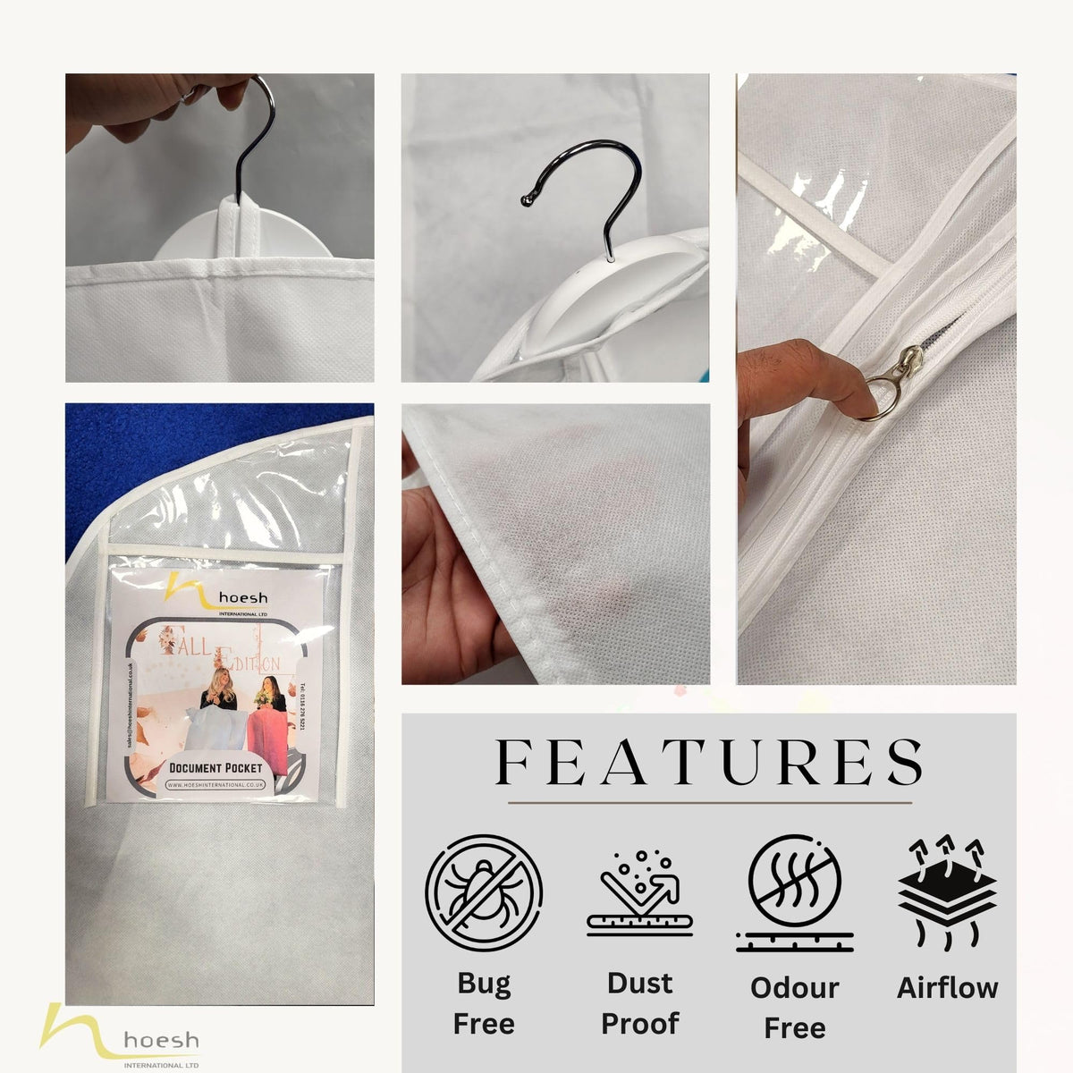 Hoesh UK Bridal Gown Garment Bag - Printed Wedding Dress Bag | Long Dress Covers for Bride & Bridesmaids